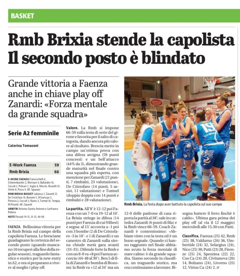 Dal Giornale di Brescia del 24 aprile 2021